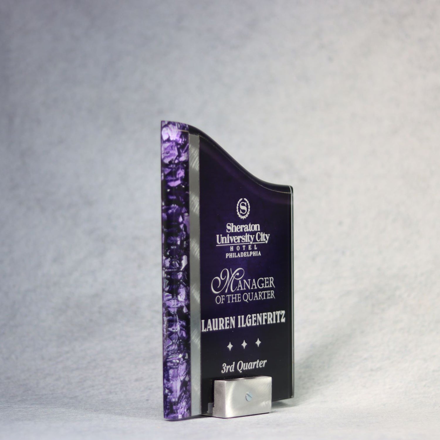 Acrylic Purple Wave With Chrome Base | Global Recognition Inc