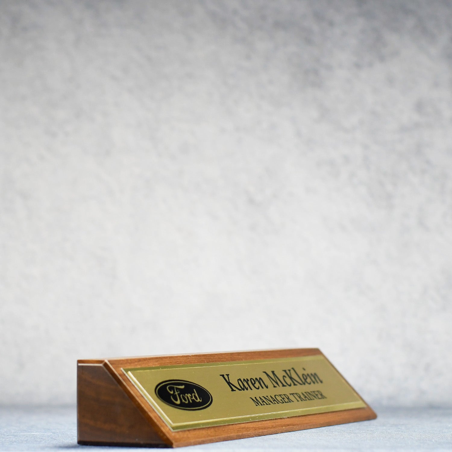Walnut Desk Name Wedge | Global Recognition Inc