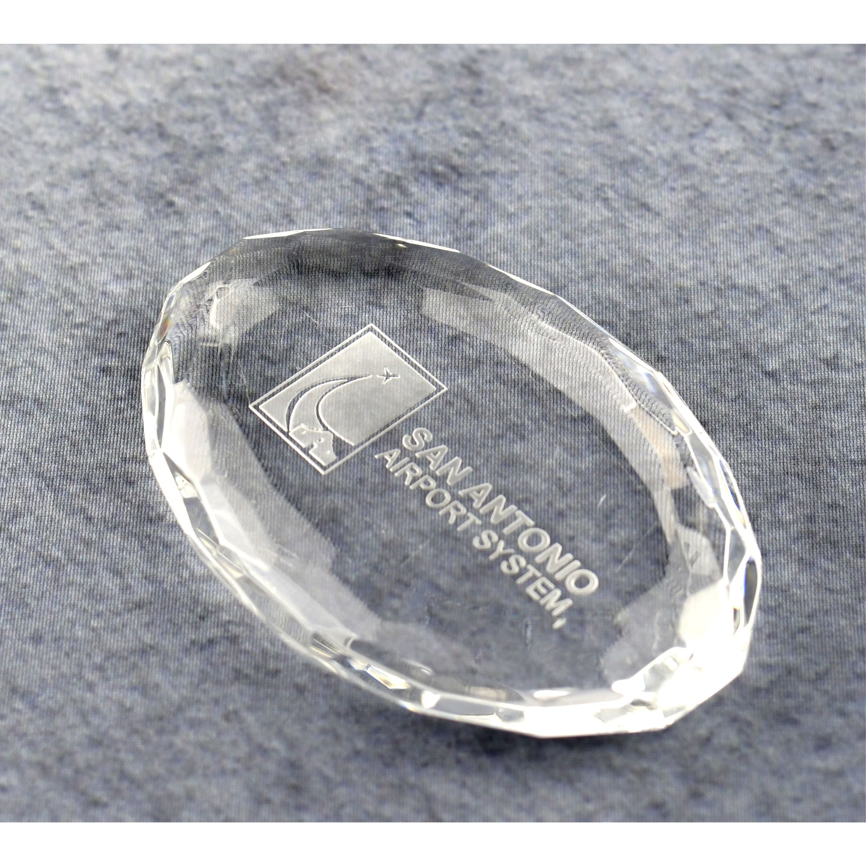 Crystal Oval Multi-Faceted Paperweight | Global Recognition Inc