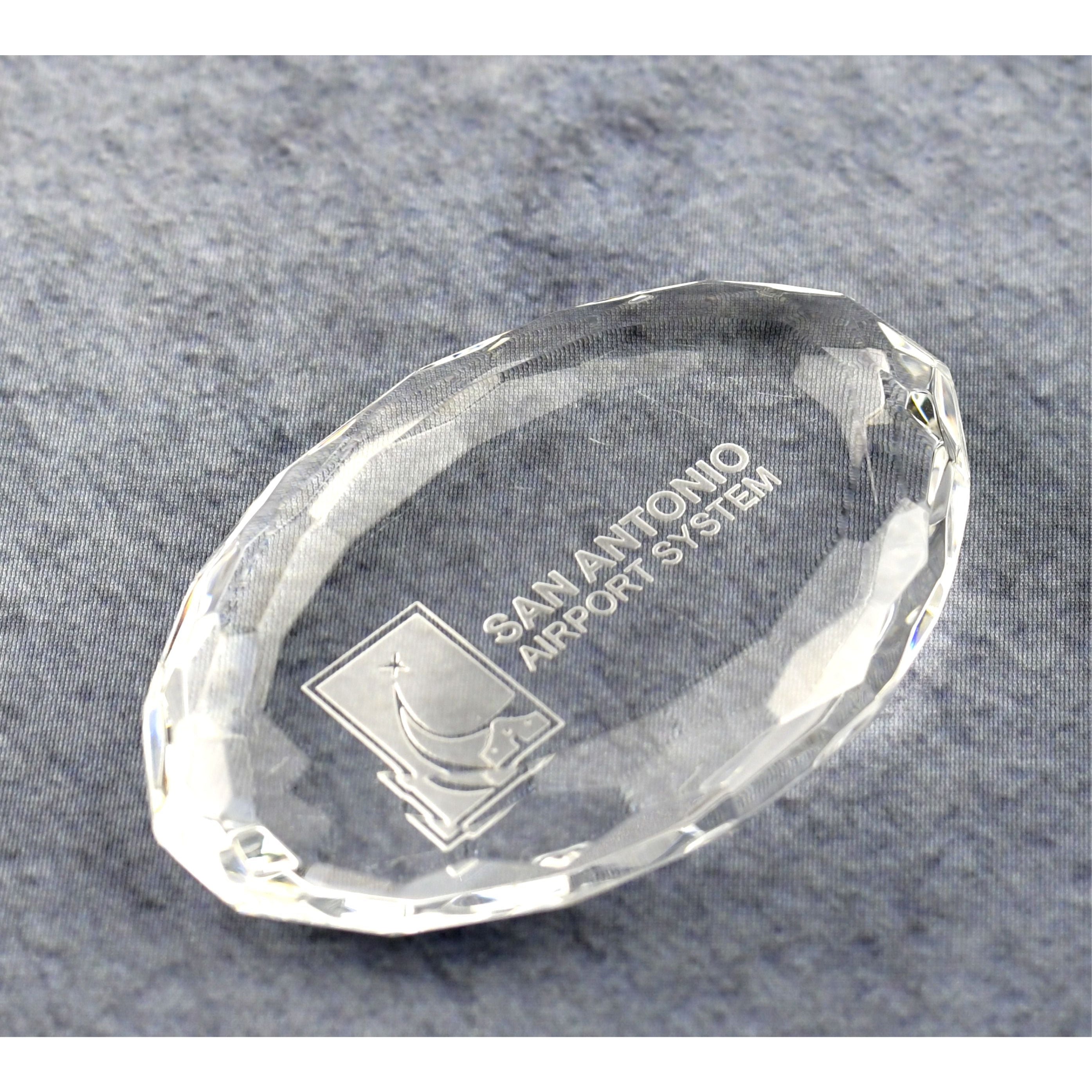 Crystal Oval Multi-Faceted Paperweight | Global Recognition Inc