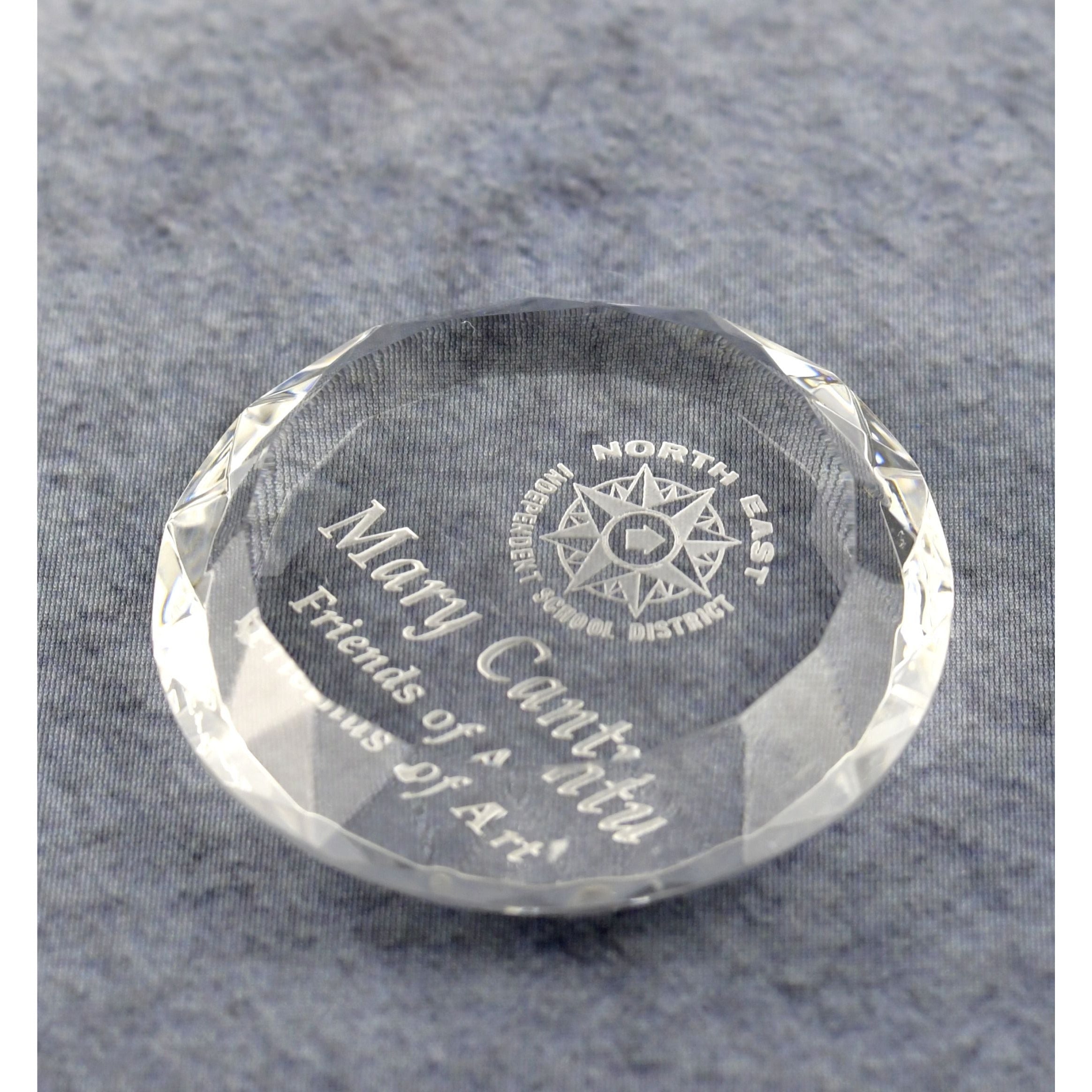 Crystal Round Multi-Faceted Paperweight | Global Recognition Inc