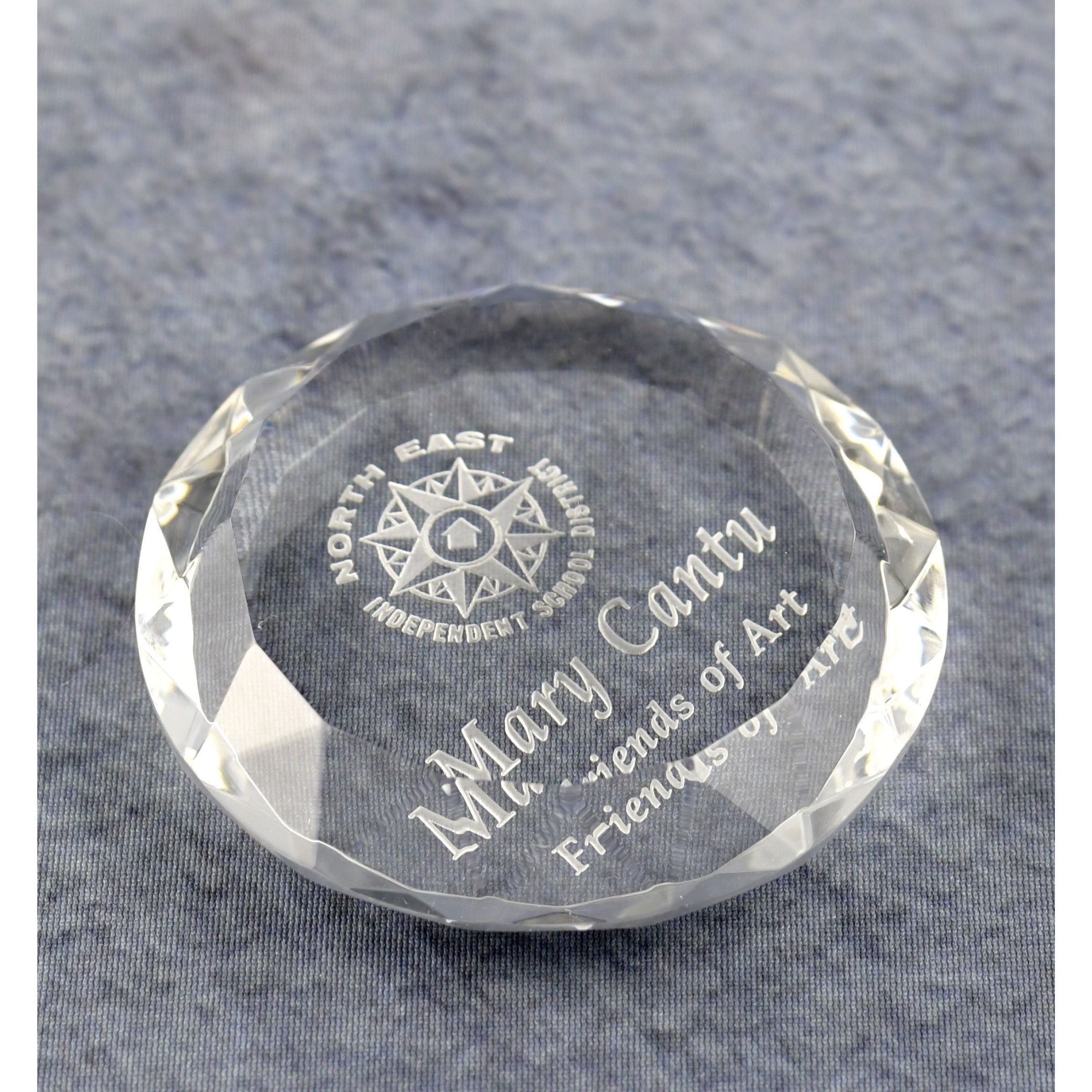 Crystal Round Multi-Faceted Paperweight | Global Recognition Inc