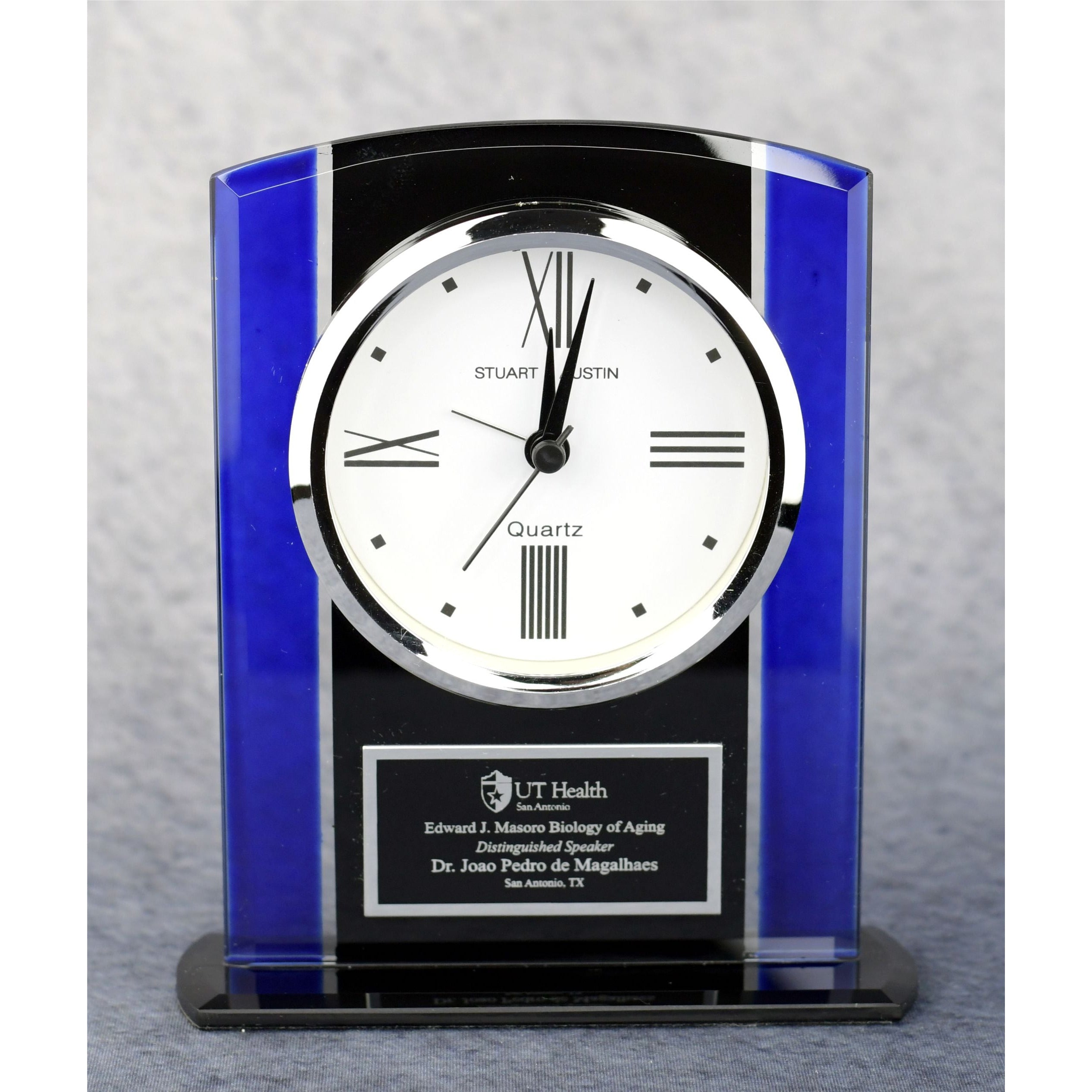Economy Black And Blue Glass Clock | Global Recognition Inc