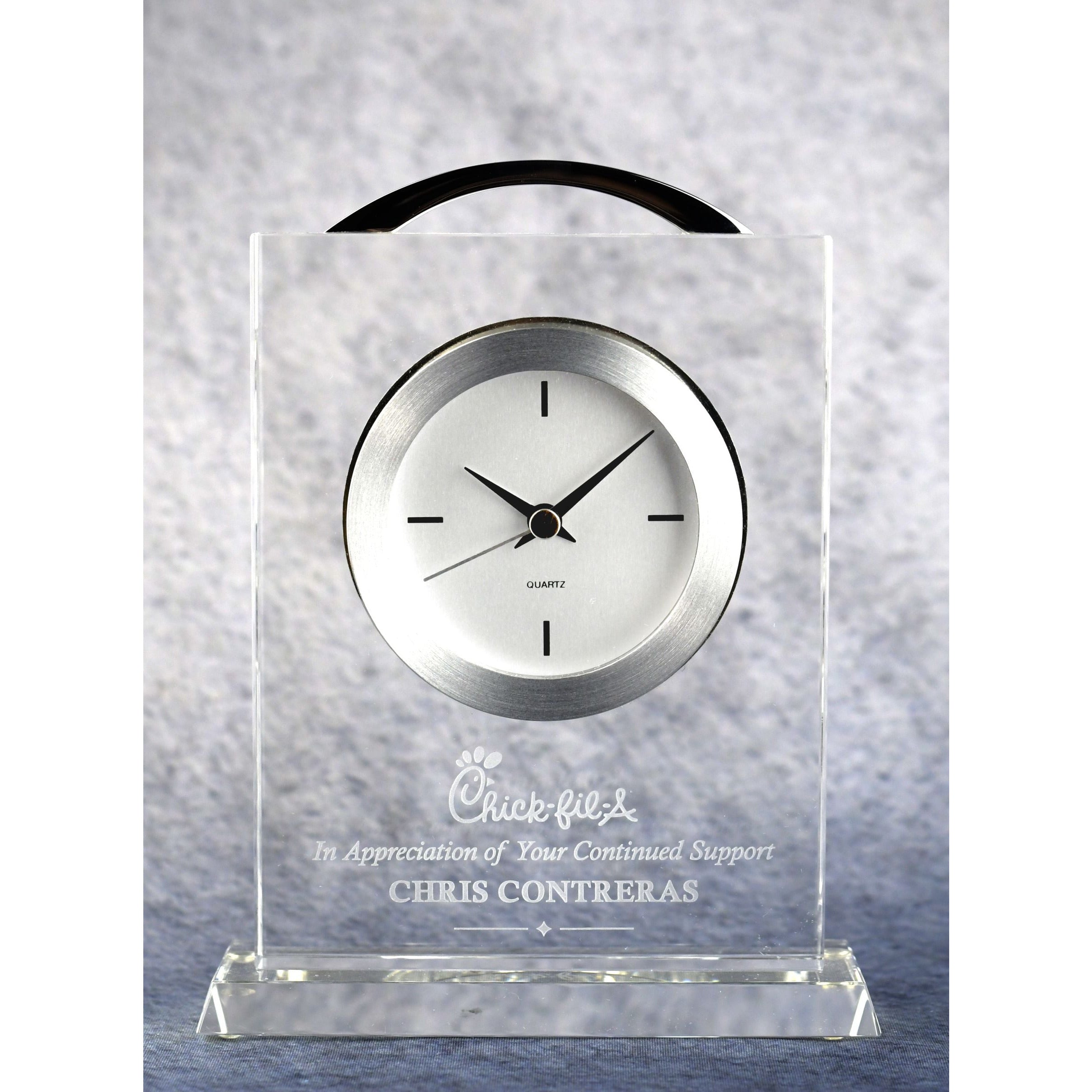 Crystal Clock - Silver Accents | Global Recognition Inc