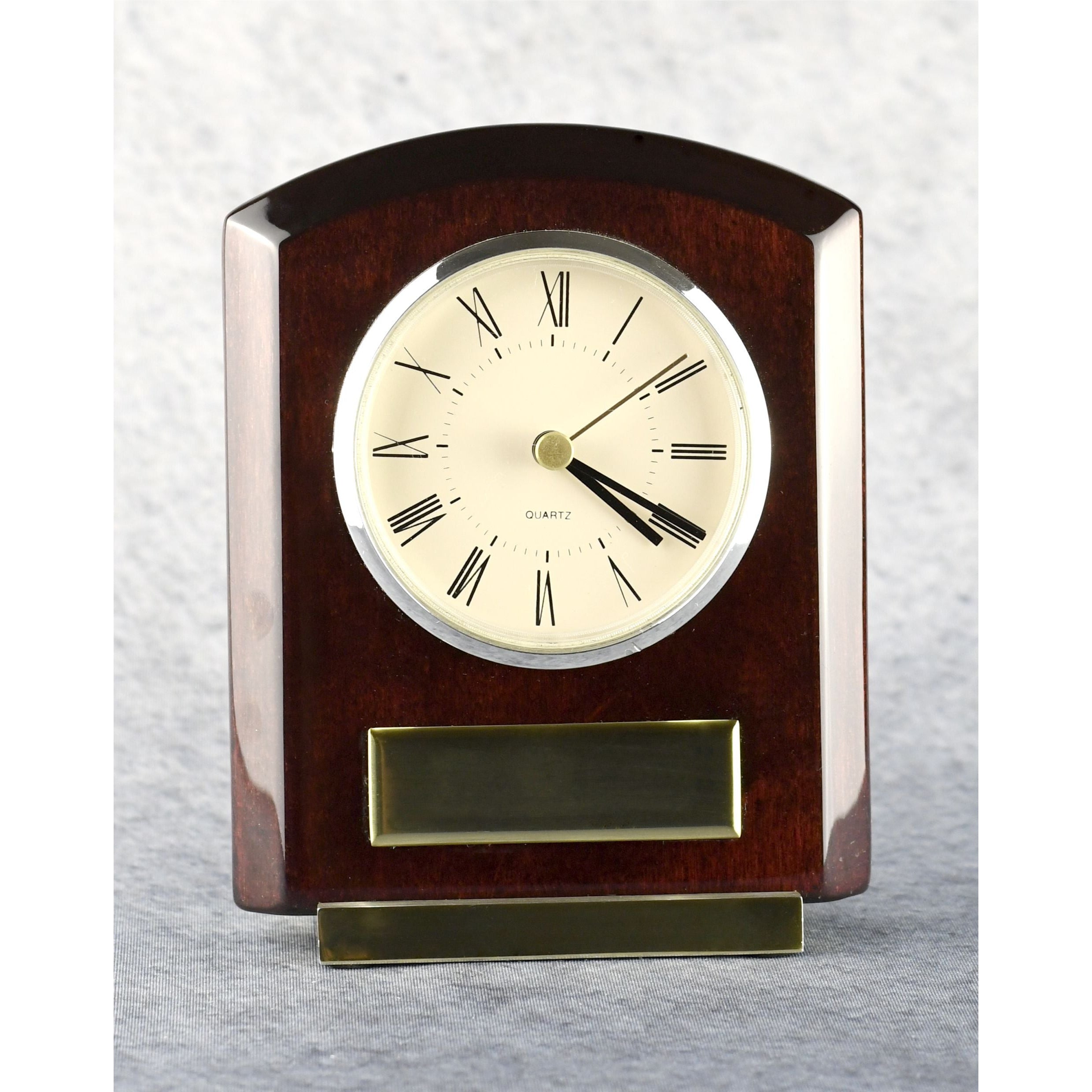 Piano Wood Arched Brass Clock | Global Recognition Inc