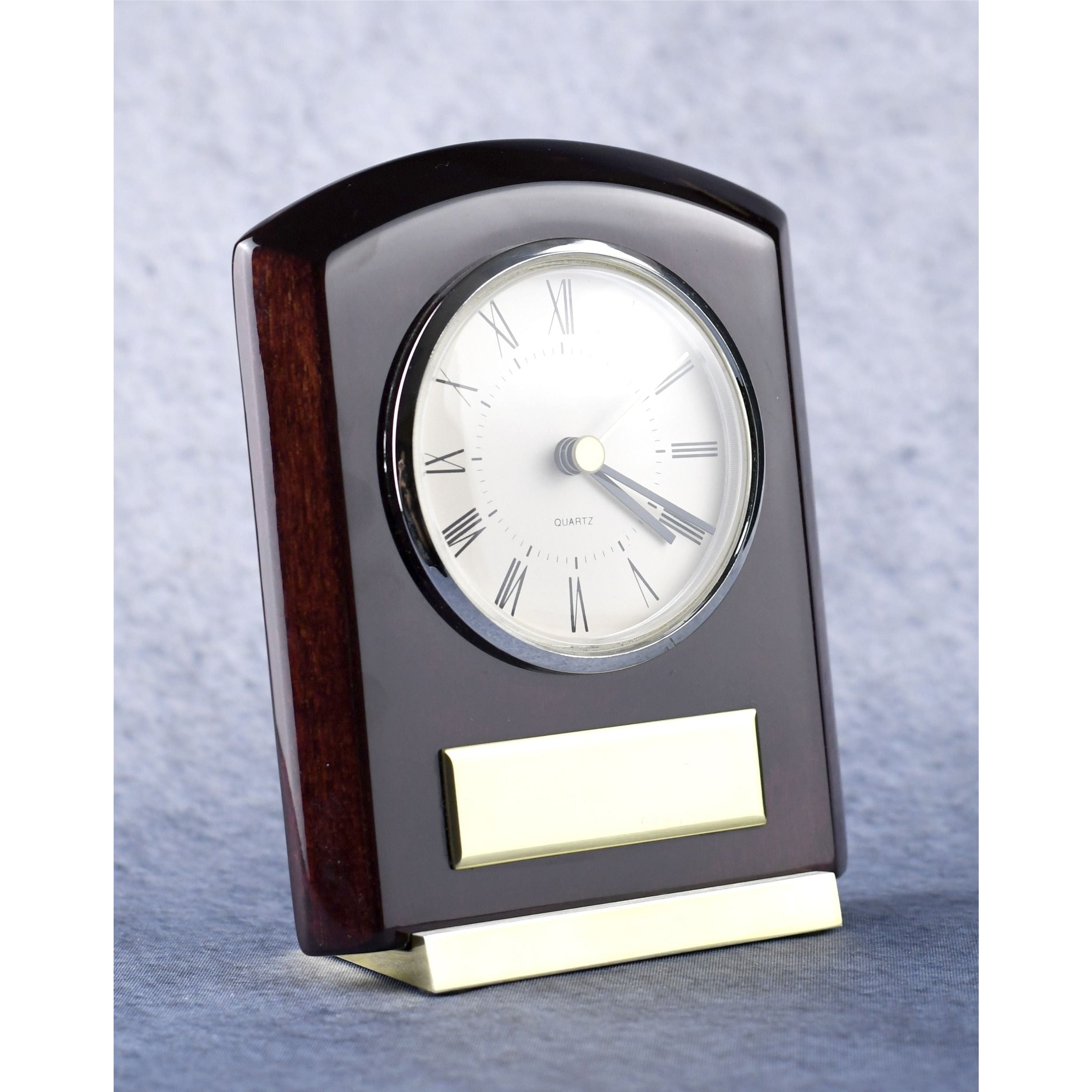 Piano Wood Arched Brass Clock | Global Recognition Inc