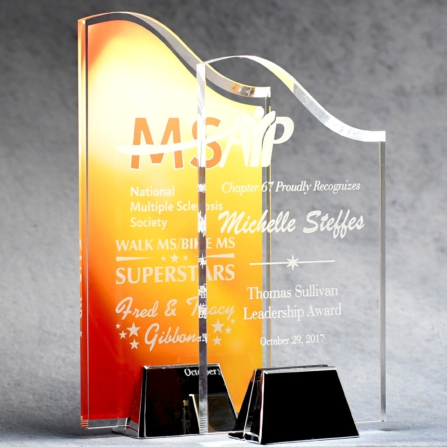 Acrylic Wave With Chrome Base | Global Recognition Inc