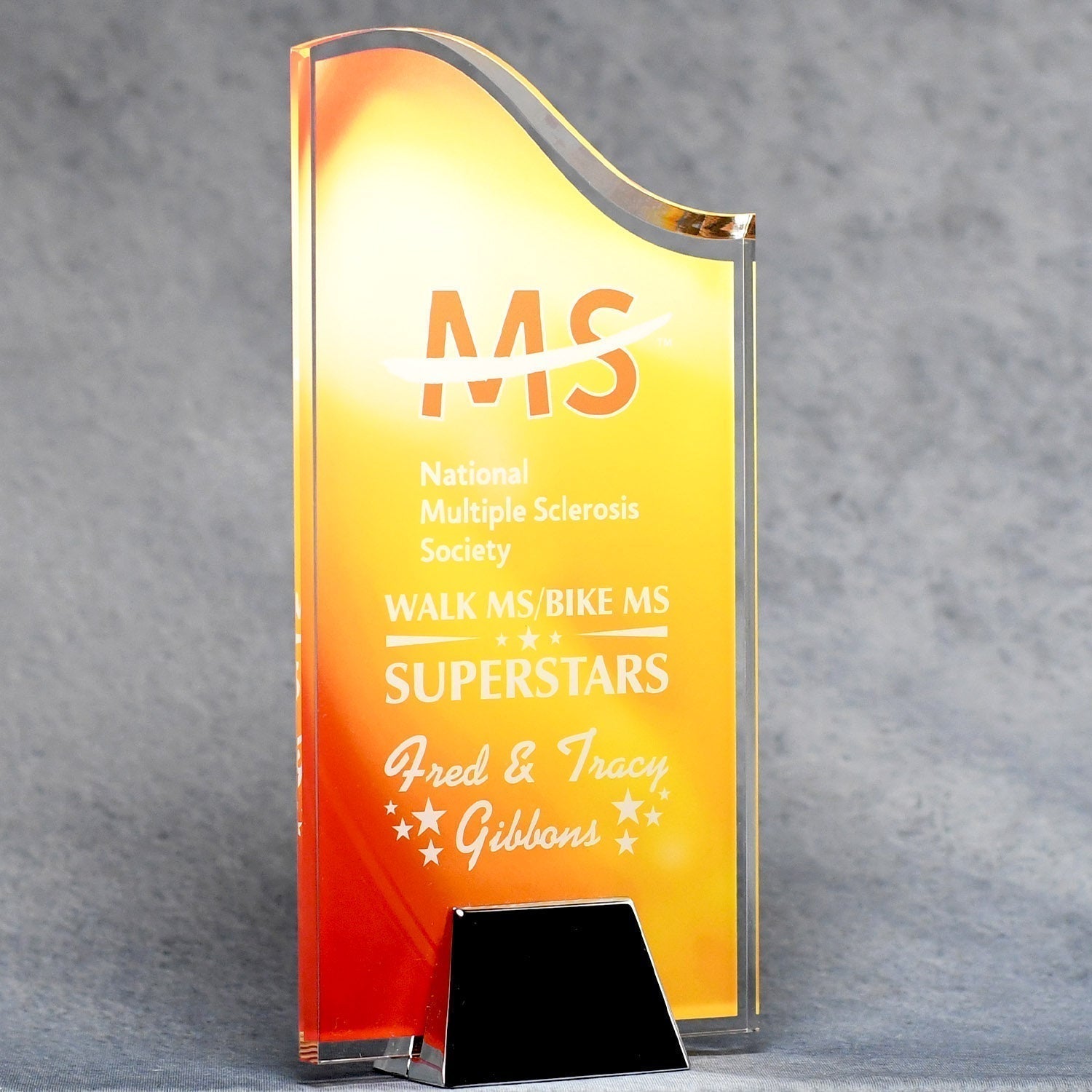 Acrylic Wave With Chrome Base | Global Recognition Inc