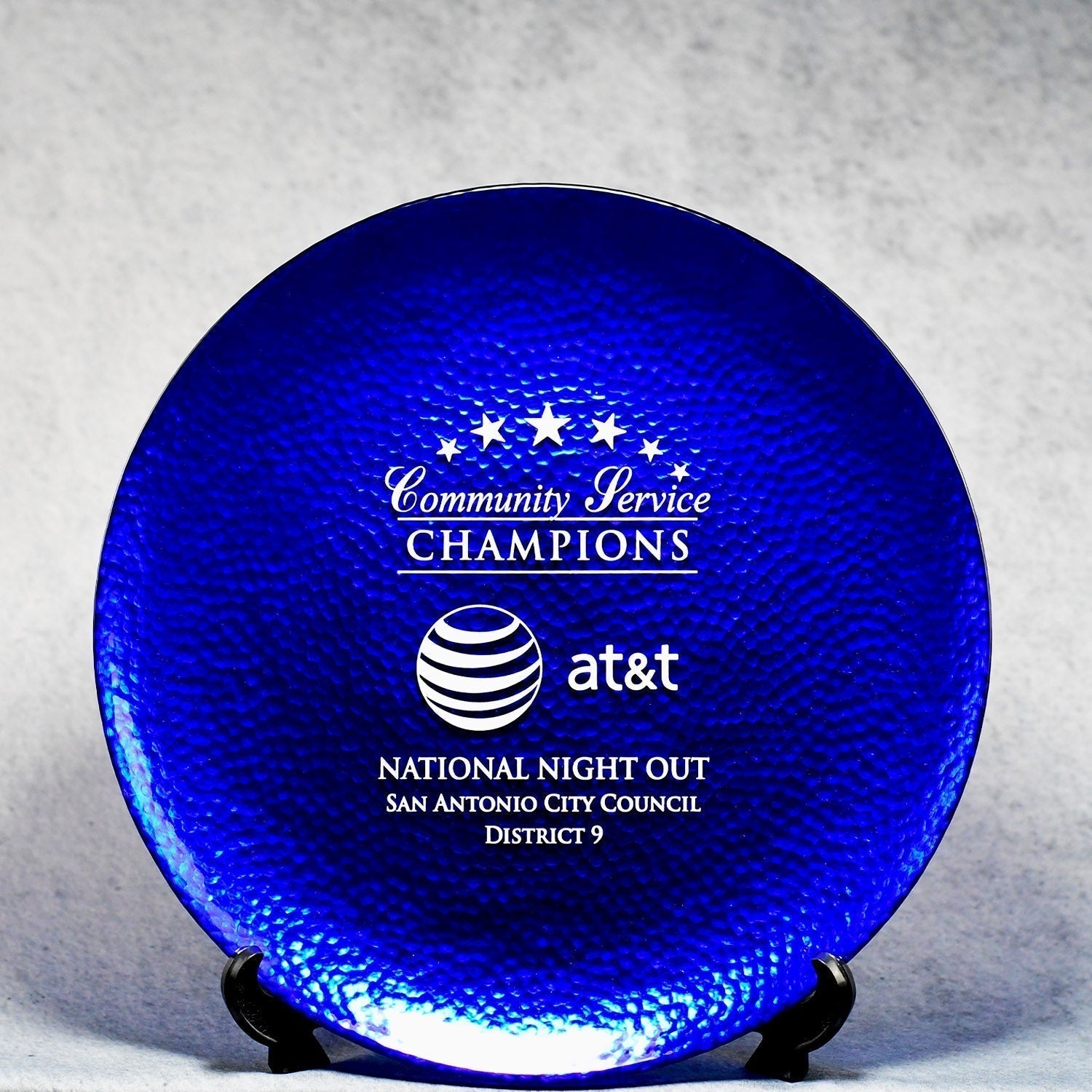 Blue Art Glass Plate | Global Recognition Inc