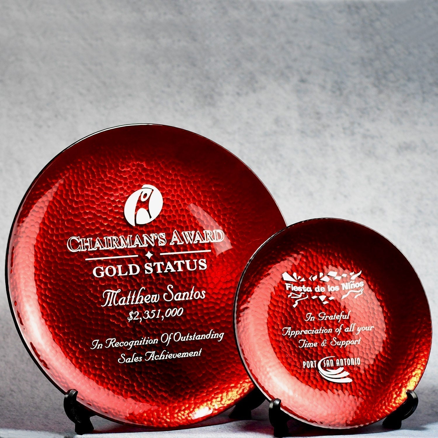 Red Art Glass Plate | Global Recognition Inc