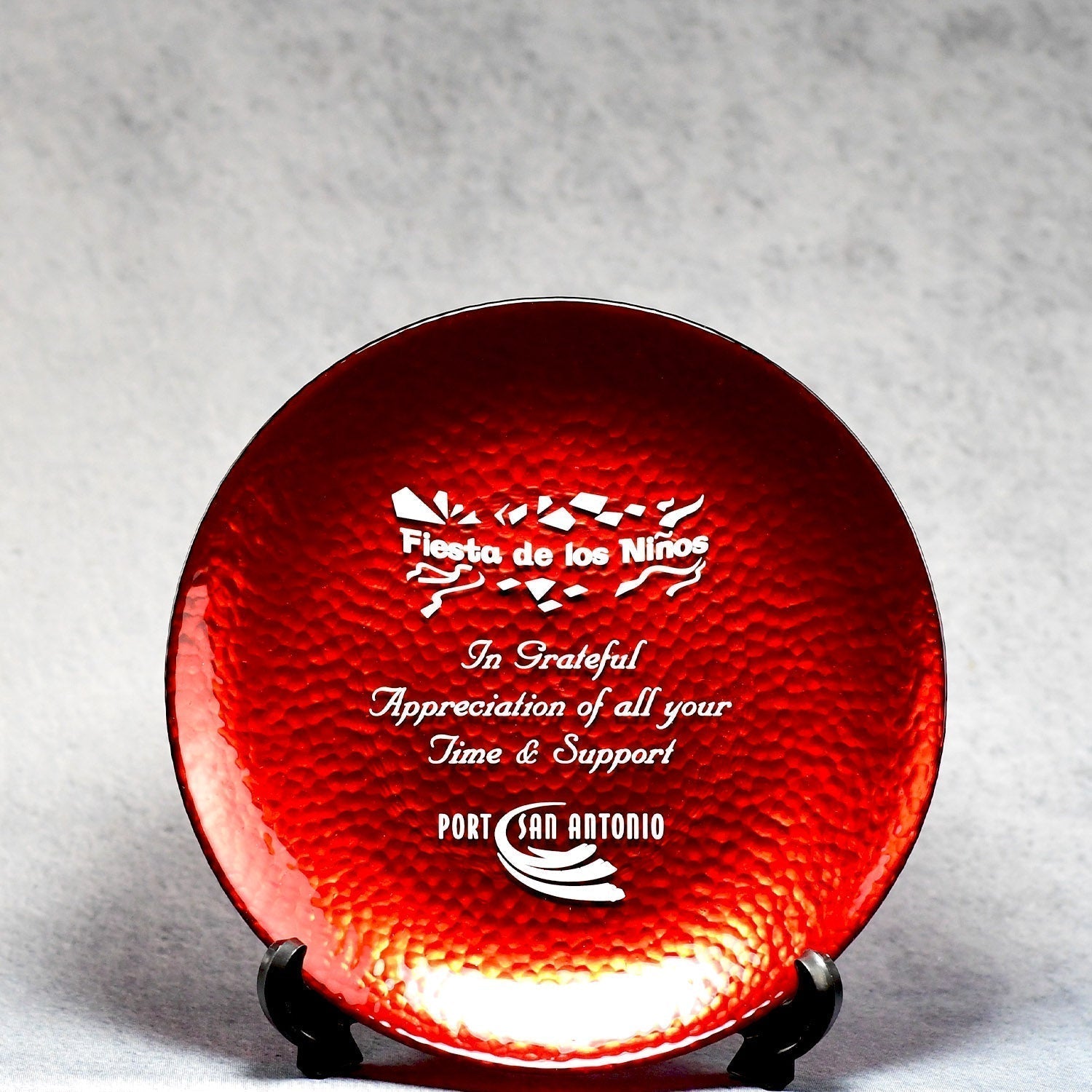 Red Art Glass Plate | Global Recognition Inc