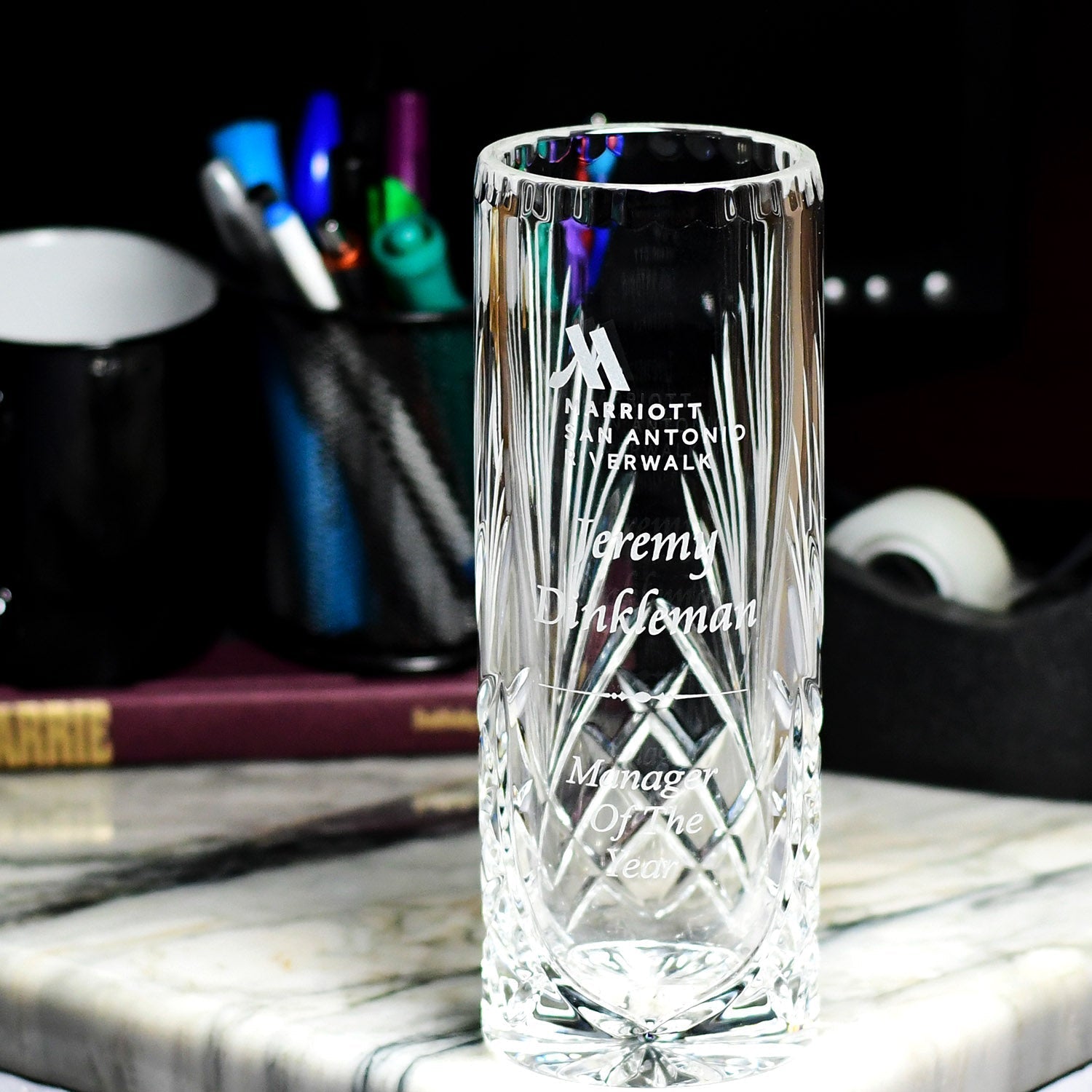 Crystal Cylinder Vase | Global Recognition Inc