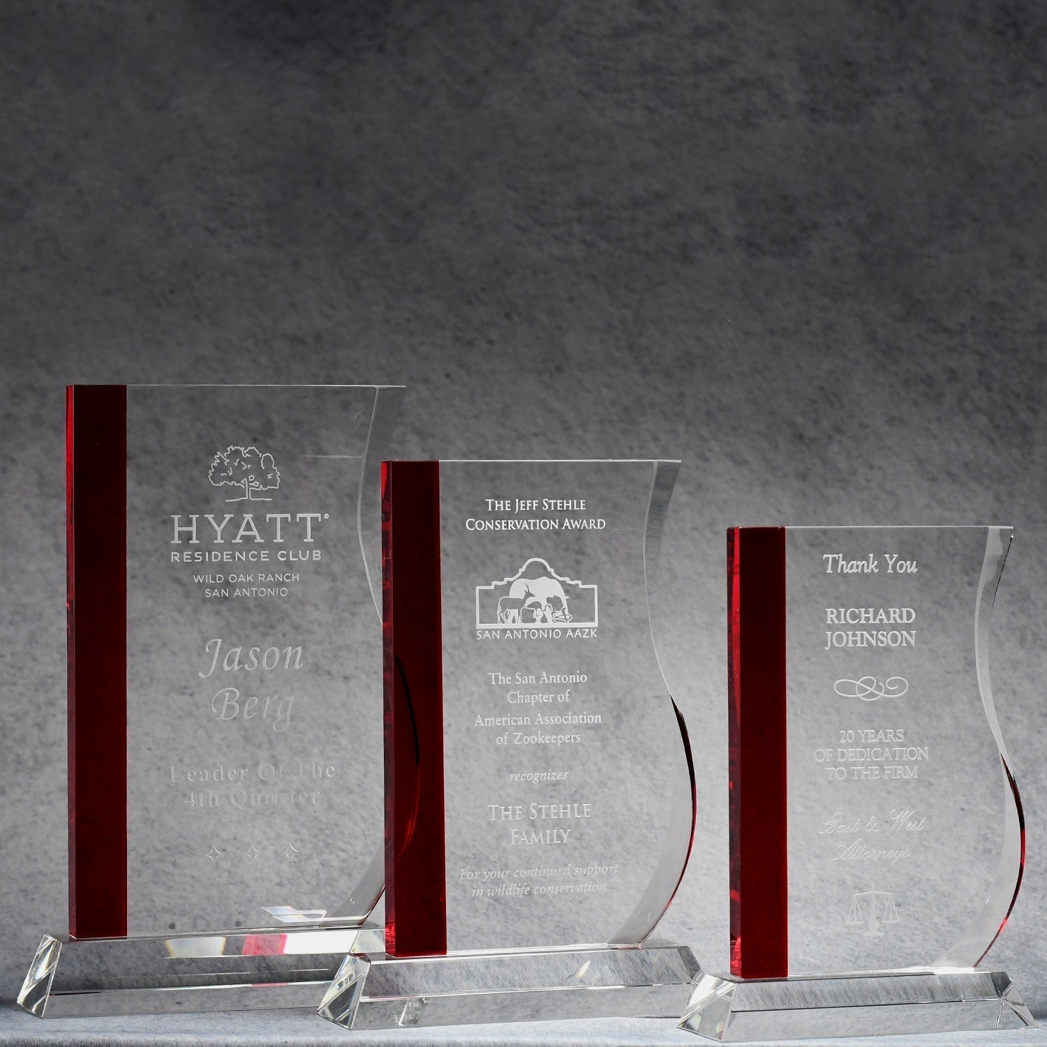 Red Stripe Wave Crystal Award | Global Recognition Inc