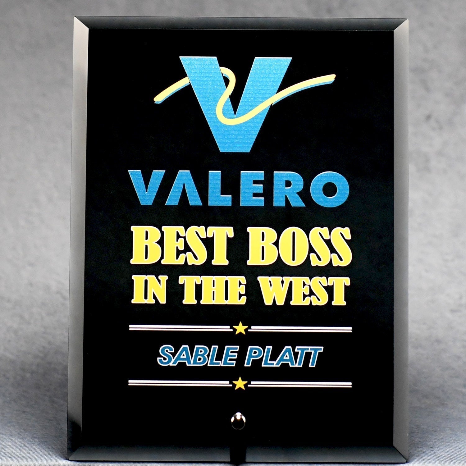 Economy Black Glass Standing Plaque | Global Recognition Inc
