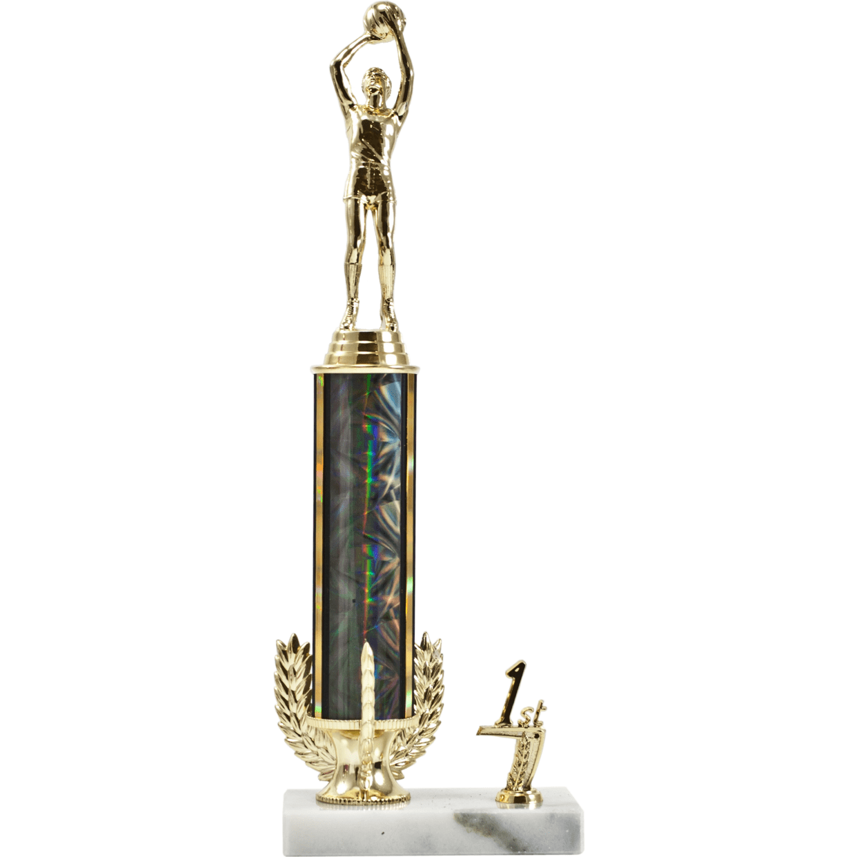 Tri-Wreath Round Column Trophy With Trim | Global Recognition Inc