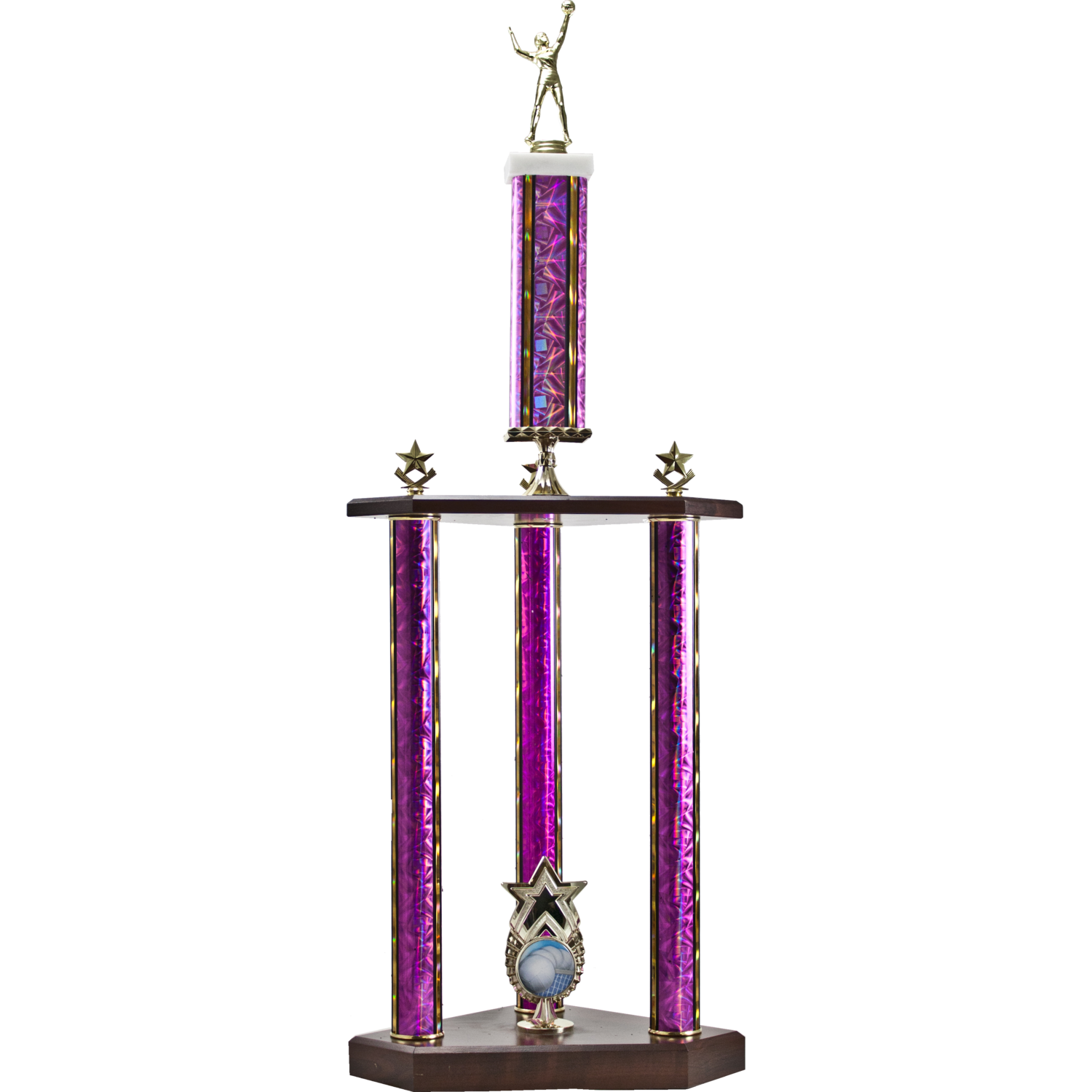 Traditional Series Two-Tier 3 Post Trophy With Star "Exclusive" Star | Global Recognition Inc