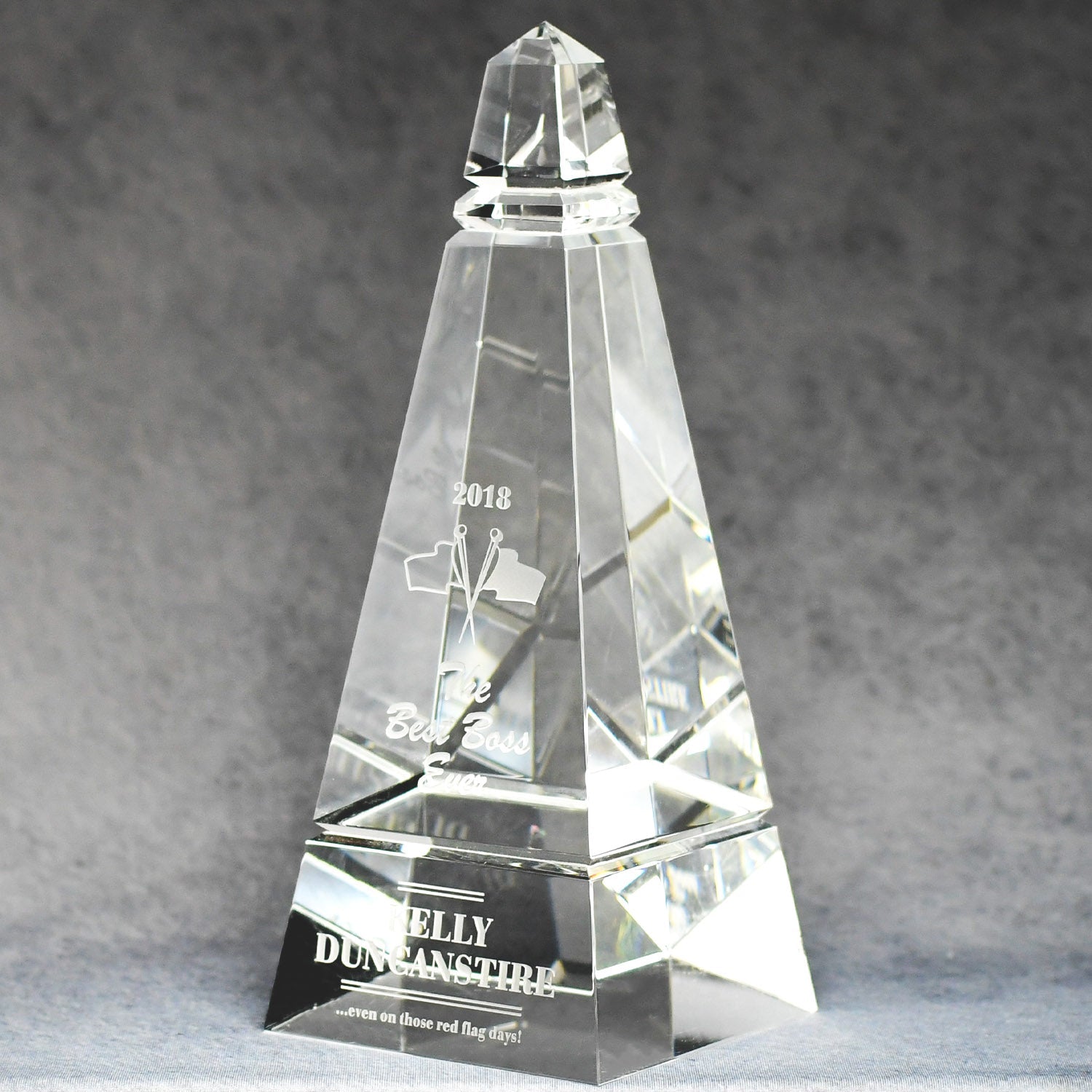 Multi-Faceted Optic Crystal Obelisk | Global Recognition Inc