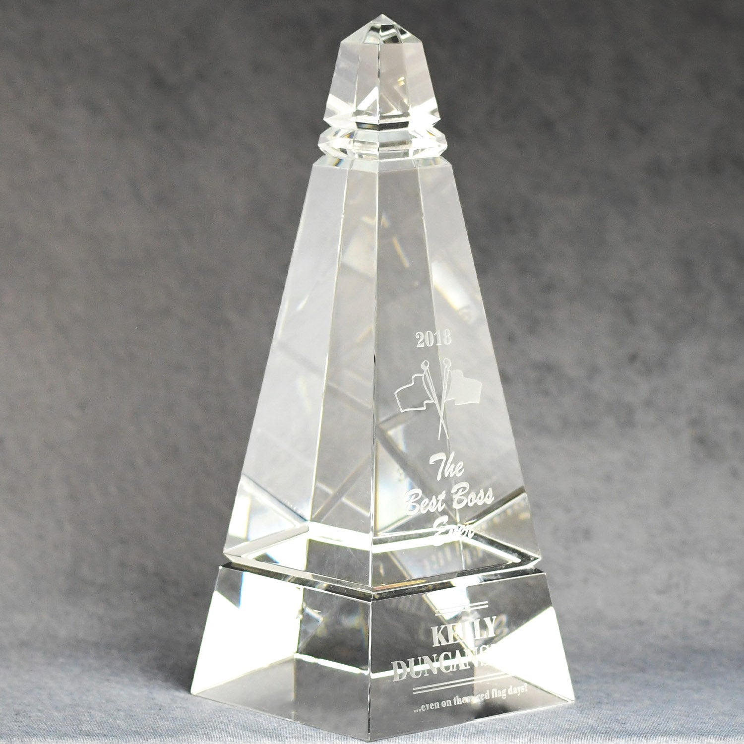 Multi-Faceted Optic Crystal Obelisk | Global Recognition Inc