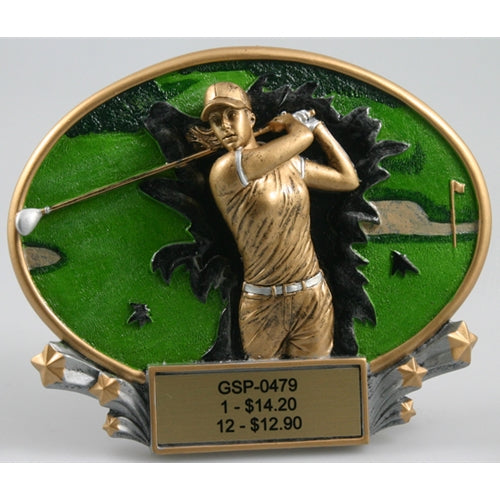 Oval Resin 3D Female Golfer