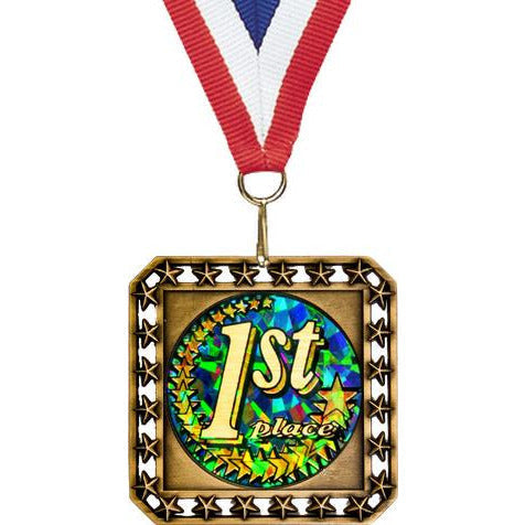 Exclusive Square Medal With Round Insert | Global Recognition Inc