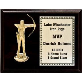 Figurine On Pedestal Cherry Finished Plaque | Global Recognition Inc